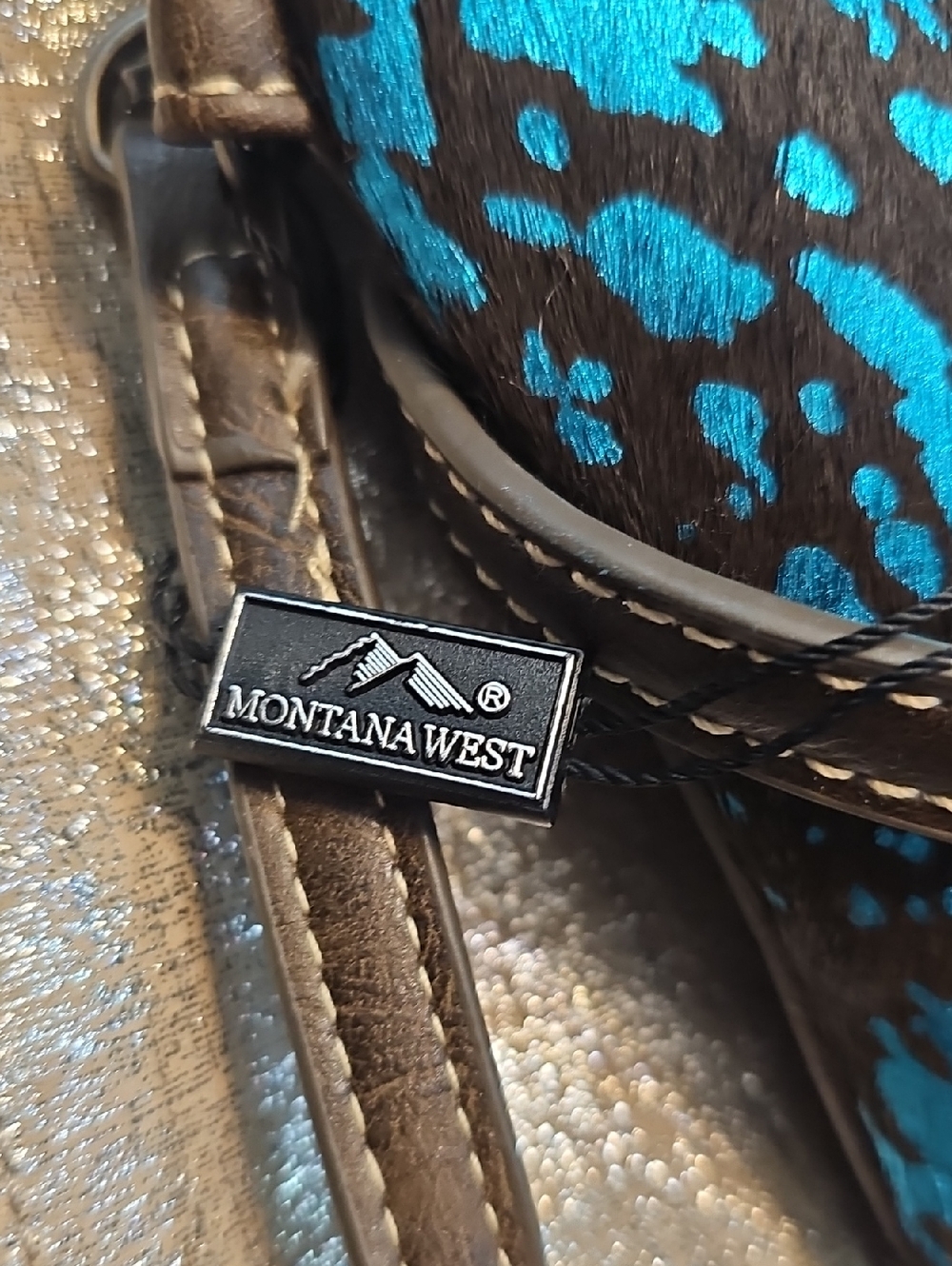 Montana West Turquoise and Brown Crossbody Bag - Picture 2 of 9